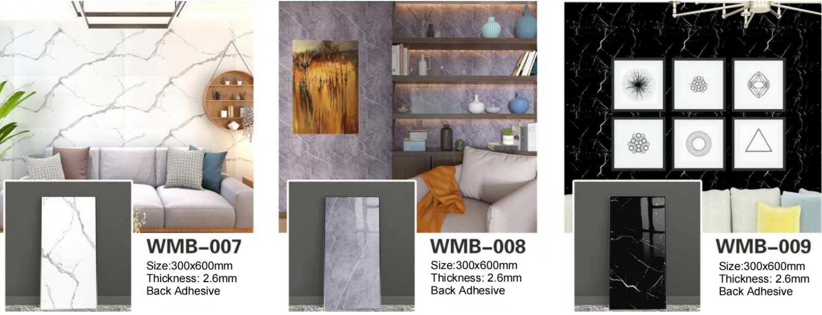 PLACA AUTOADHESIVAS SIMIL MARMOL NEGRA 60X30